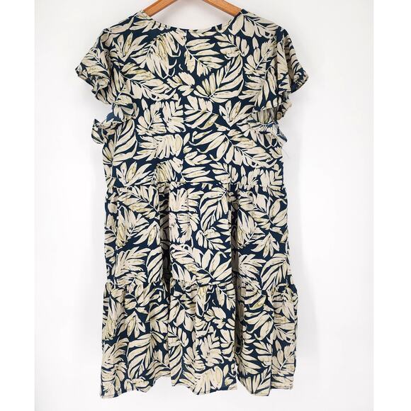 Cupshe Tropical Leaf Print Cover-Up Dress Navy/Cream Women’s XL - Picture 12 of 12